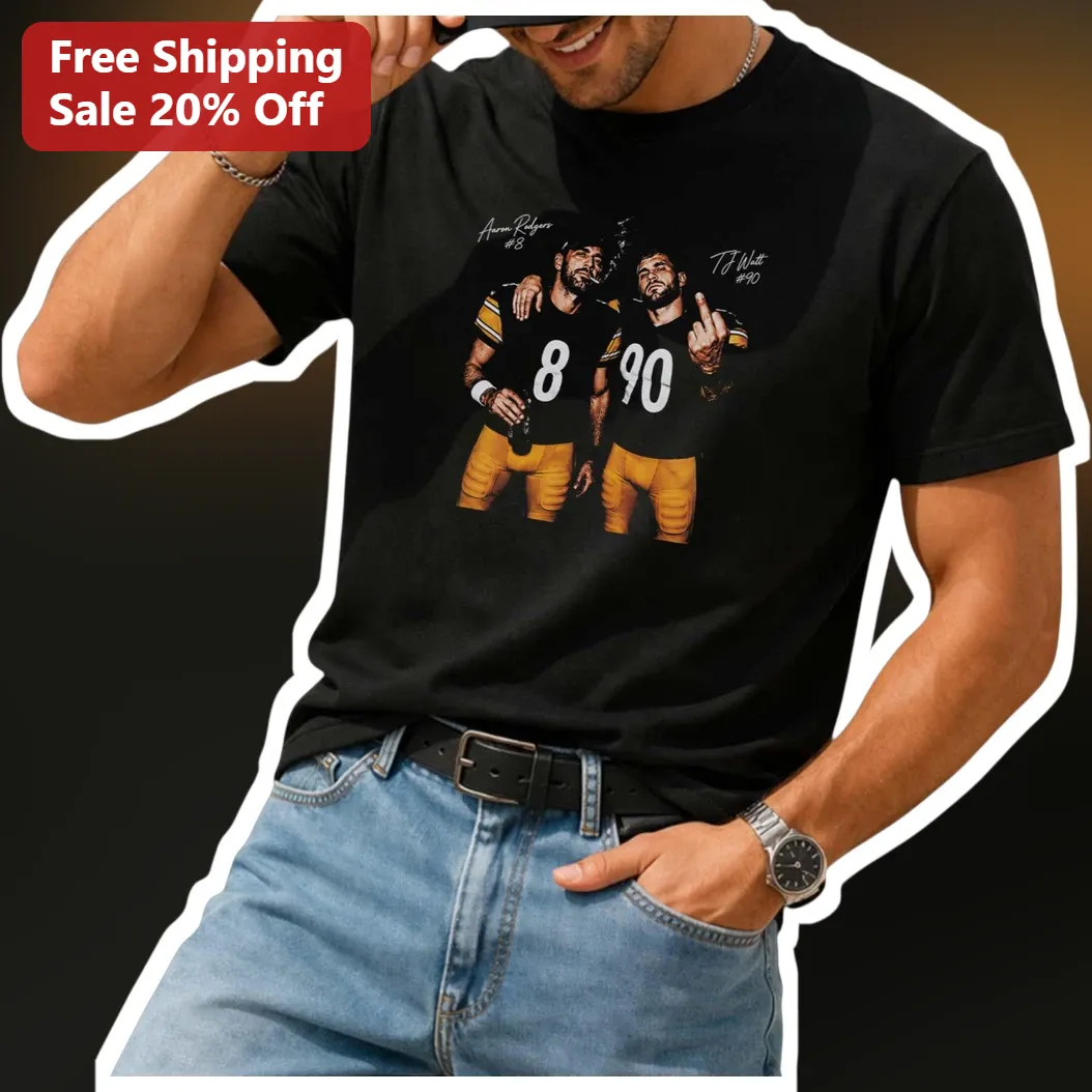 Aaron Rodgers #8 T.J. Watt #90 Steelers Graphic Tee NFL Fan Gear