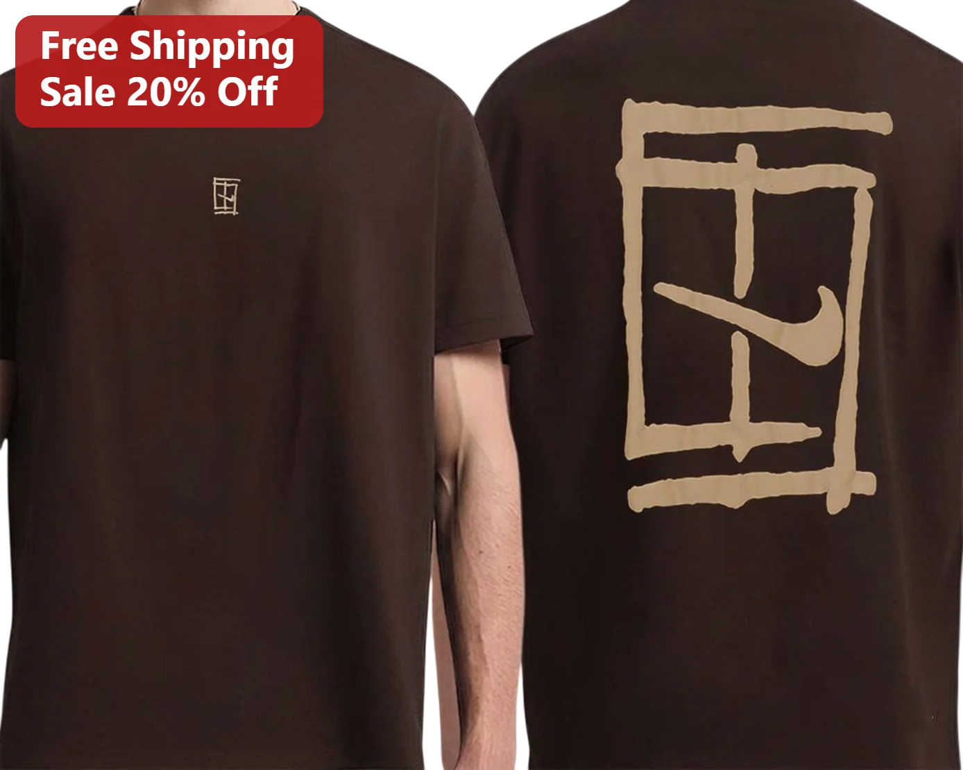 Abstract Geometric Rune Symbol Tee Minimalist Streetwear Graphic Shirt for Men Women