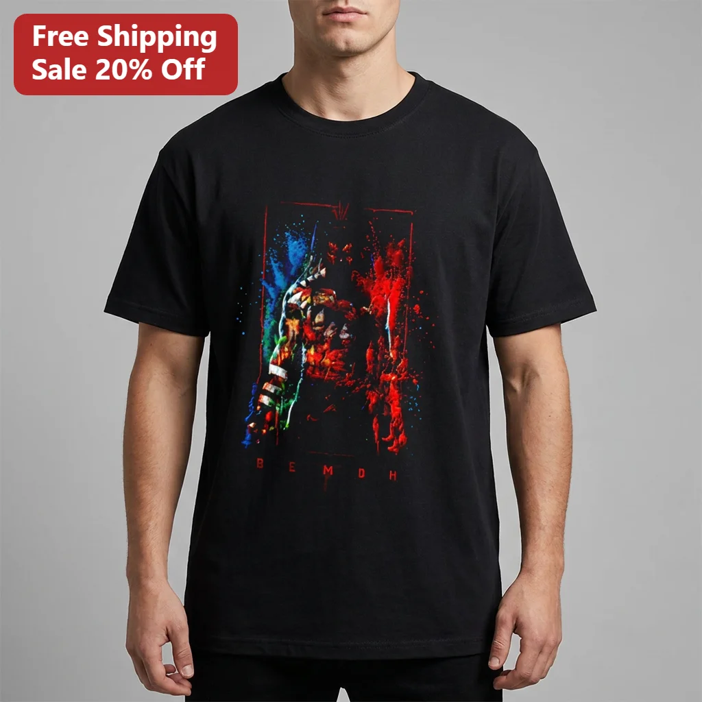 Abstract Neon Graphic Tee for Men, Dark Streetwear Shirt with Colorful Red Blue Green Art Print, Edgy Gift