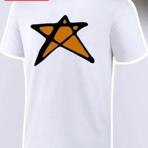 Abstract Star Graphic Tee Hand-Drawn Orange Star Minimalist Indie Art Shirt for Women Men