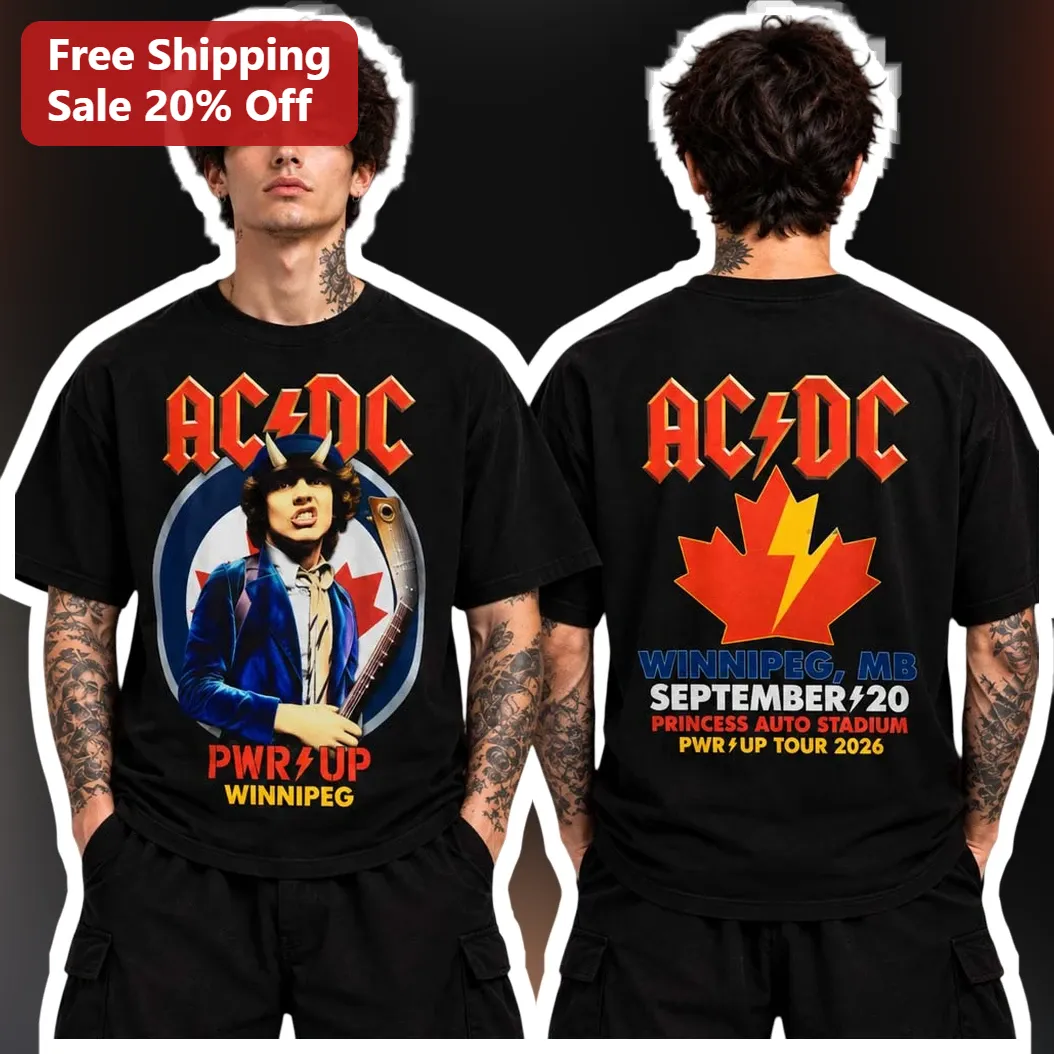 AC/DC Angus Young Vintage Rock Band Tee Back in Black Power Up Tour Merch