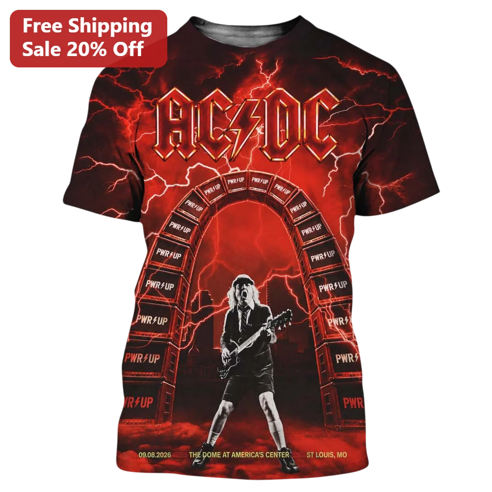 AC/DC PWR UP Angus Young Graphic Tee Rock Band Merch