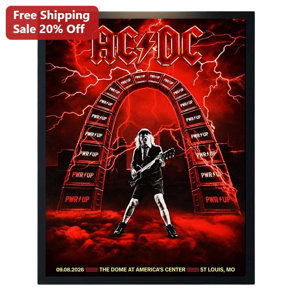 AC/DC PWR UP Angus Young Rock Band Poster Heavy Metal Concert Art Wall Decor Gift for Fans