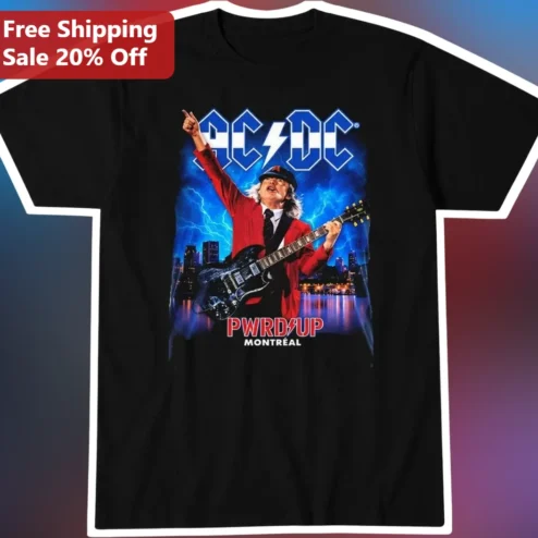 AC/DC PWR UP Montreal Angus Young Graphic Tee Rock Band Merch