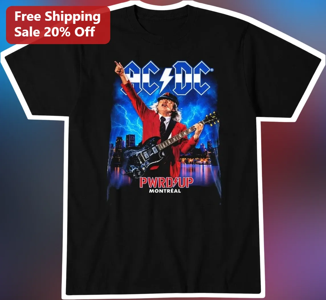 AC/DC PWR UP Montreal Angus Young Graphic Tee Rock Band Merch
