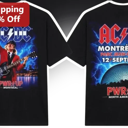 AC/DC PWR UP Montreal Angus Young Graphic Tee Rock Concert Merch