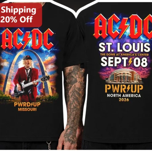AC/DC PWR UP St. Louis The Dome At America's Center Sept 08 2026 Tour Graphic Tee