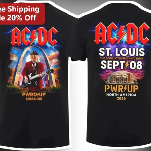 AC/DC PWR UP St. Louis The Dome At America's Center Sept 08 North America 2026 Tour Tee