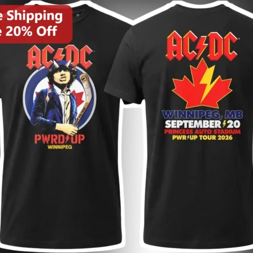 AC/DC PWR UP Tour 2026 Angus Young Winnipeg Jets Graphic Tee