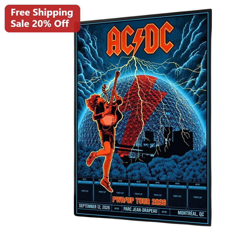 AC/DC PWR UP TOUR 2026 Poster Angus Young Vintage Rock Concert Wall Art