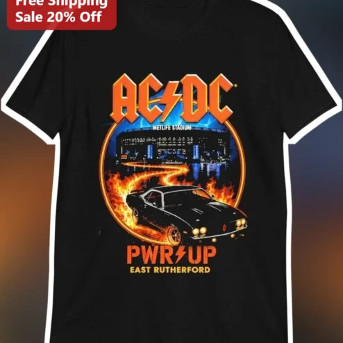 AC/DC PWR UP Tour Graphic Tee Classic Rock Band Merch for Men Women