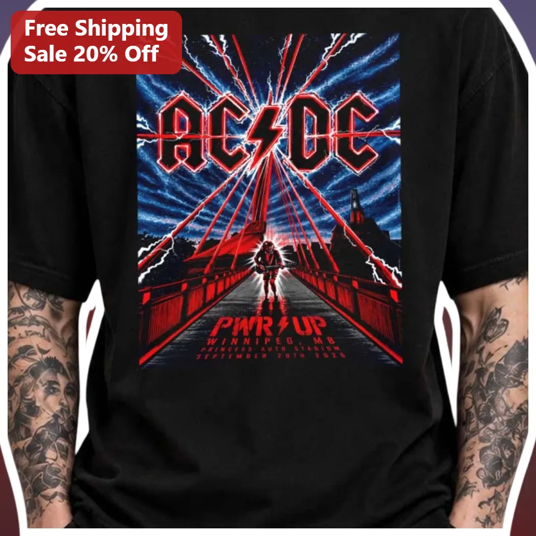 AC/DC PWR UP Tour Graphic Tee Rock Band Merch Shirt