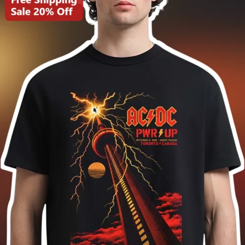 AC/DC PWR UP Tour Tee Vintage Rock Concert Poster Graphic T-Shirt for Men Women