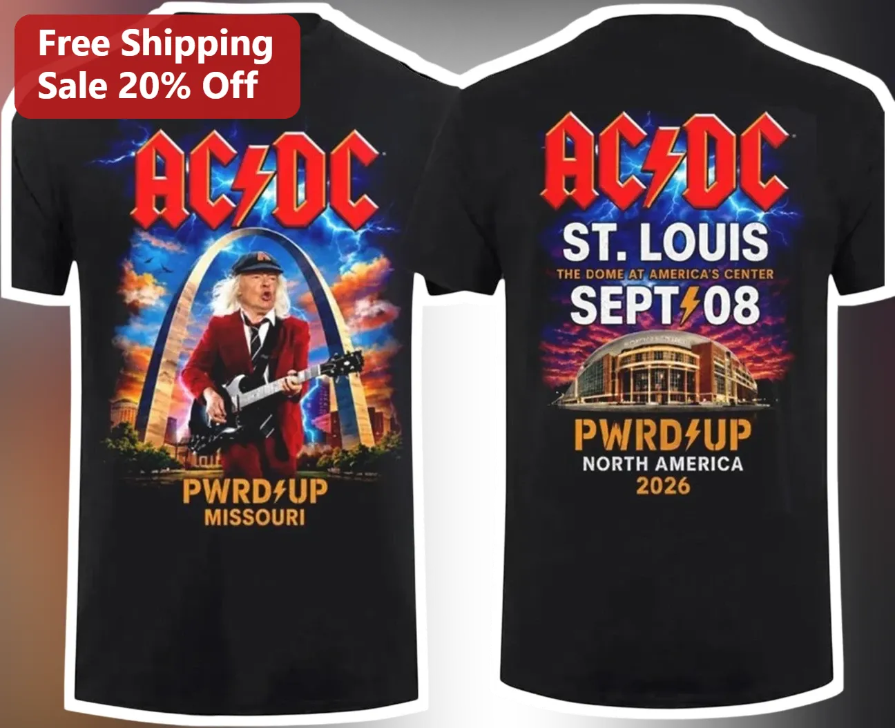 AC/DC PWRD UP Angus Young Guitarist Graphic Tee