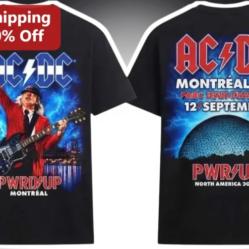 AC/DC PWRUP Montreal Parc Jean Drapeau Angus Young Graphic Tee