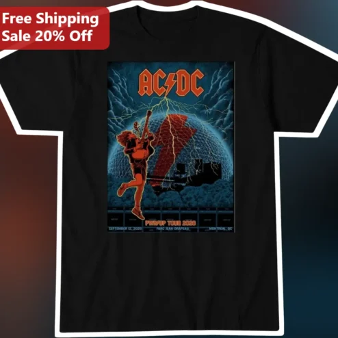 AC/DC PWRUP Tour 2026 Angus Young Graphic Tee Rock Concert Merch