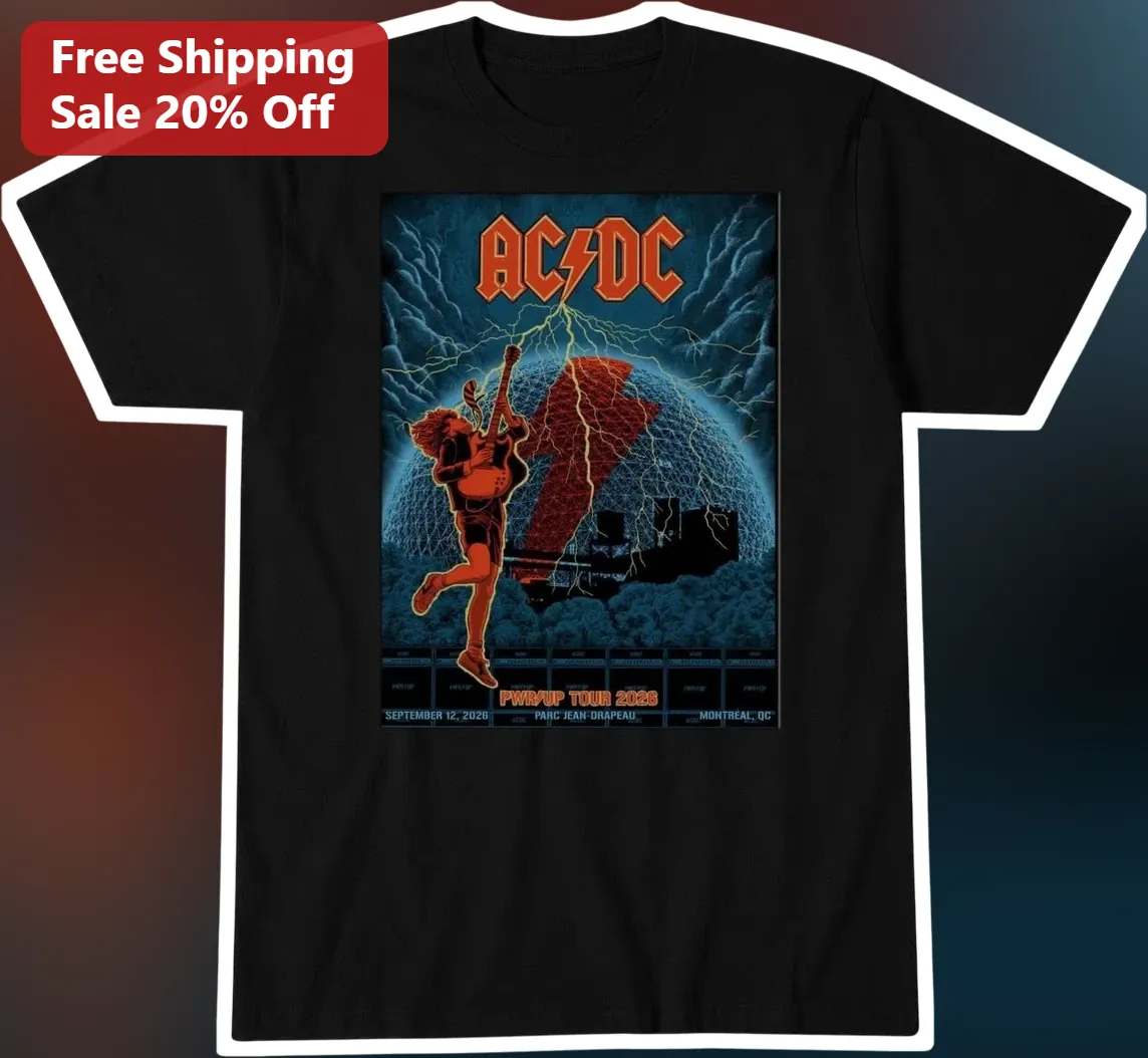 AC/DC PWRUP Tour 2026 Angus Young Graphic Tee Rock Concert Merch