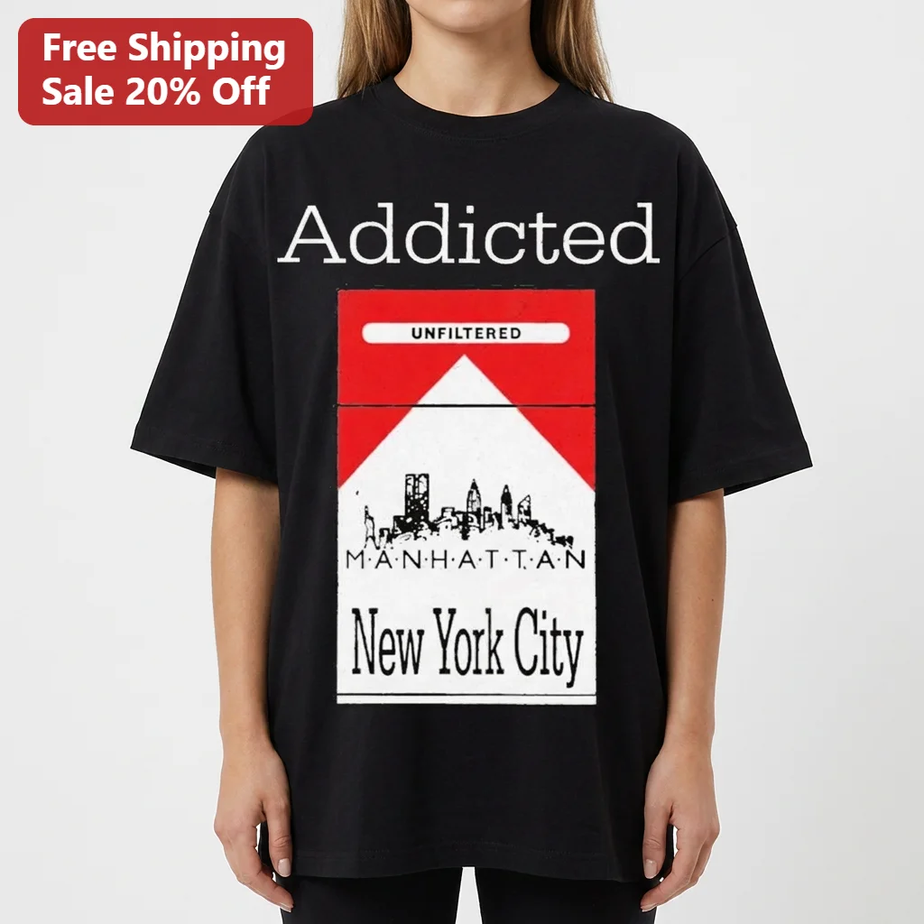 Addicted Unfiltered Manhattan New York City Tee Retro NYC Skyline Souvenir Gift for New York Lovers