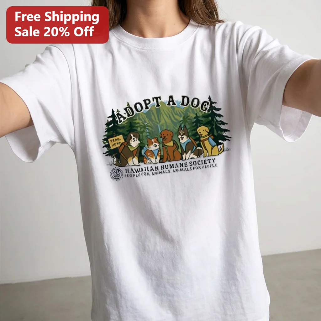 Adopt a Dog Hiking Dogs Trail Head Graphic Tee, Animal Shelter Rescue Supporter Gift for Dog Lovers and Hikers