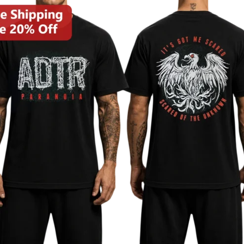 ADTR Paranoia It's Got Me Scared Of The Unknown Graphic Tee A Day To Remember Band Merch