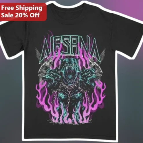 AFSPNA Tee Neon Wolf Flame Graphic T-Shirt Dark Rock Metal Streetwear Apparel