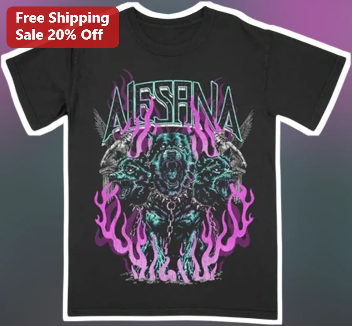AFSPNA Tee Neon Wolf Flame Graphic T-Shirt Dark Rock Metal Streetwear Apparel