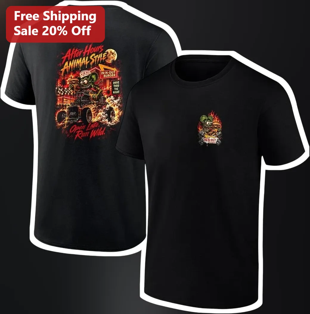 After Hours Animal Style Open Late Run Wild Tee In-N-Out Burger Mouse Hot Rod Graphic Shirt