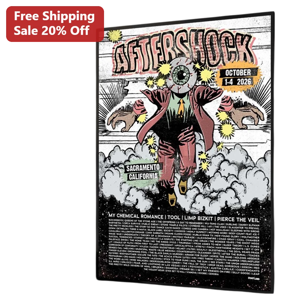 Aftershock Festival 2026 Poster My Chemical Romance Tool Limp Bizkit Pierce The Veil Lineup Art Print