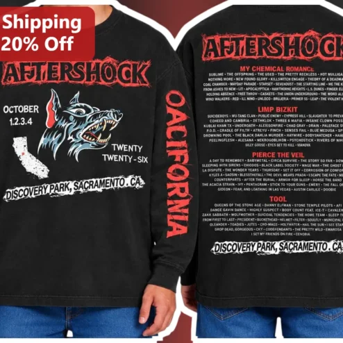 Aftershock Festival Sacramento Long Sleeve Tee Rock Punk Metal Music Fan Gift