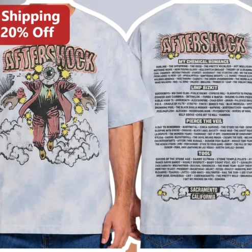 Aftershock Sacramento California Tee Rock Punk Metal Festival Merch Graphic Shirt