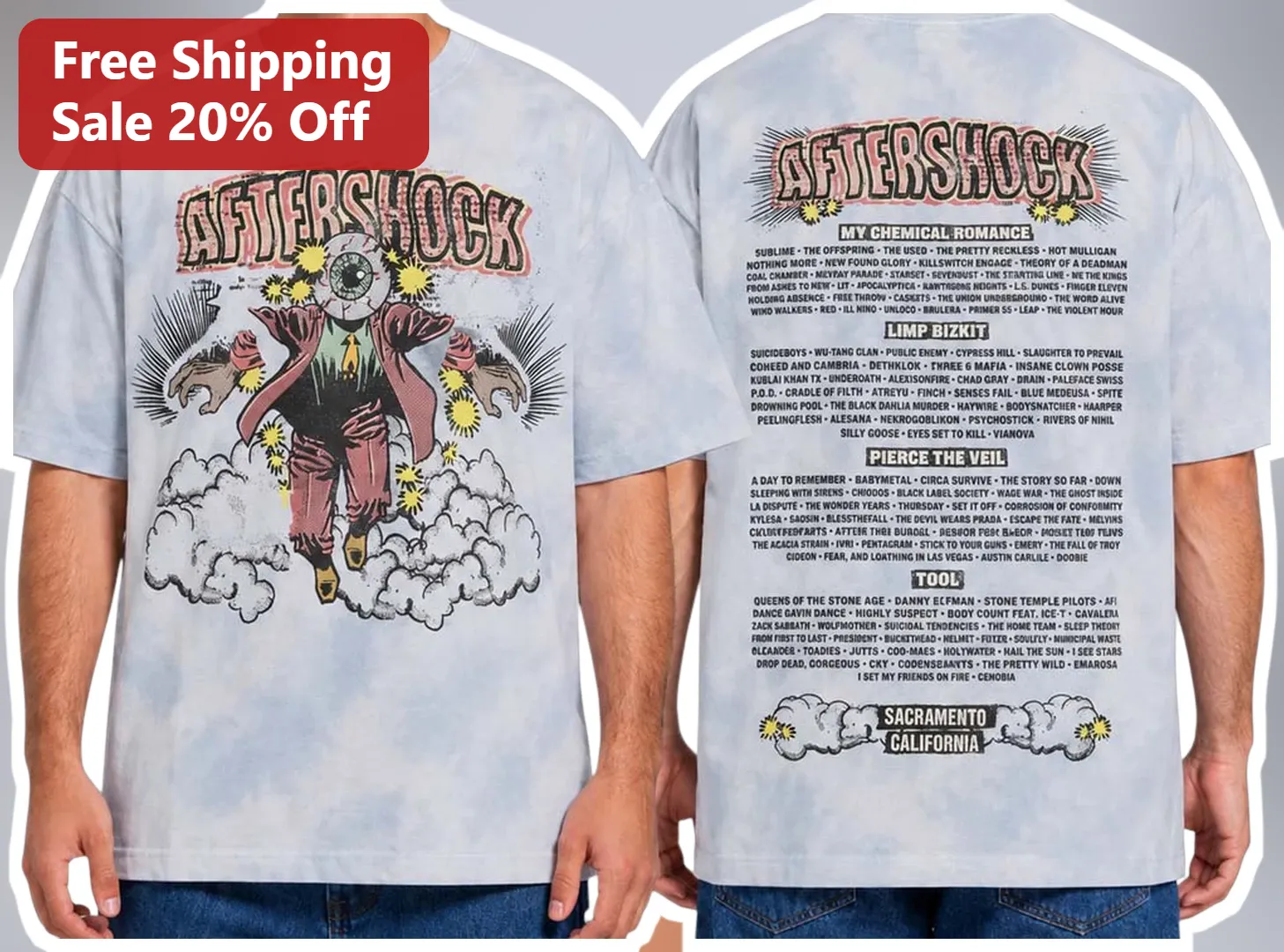 Aftershock Sacramento California Tee Rock Punk Metal Festival Merch Graphic Shirt