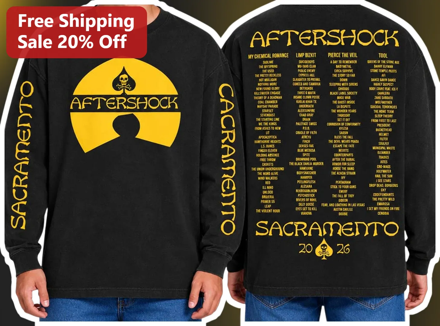 Aftershock Sacramento Long Sleeve Shirt Alternative Rock Festival Merch