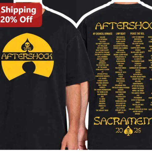 Aftershock Sacramento Tee Rock Punk Metal Festival Merch Graphic T-Shirt