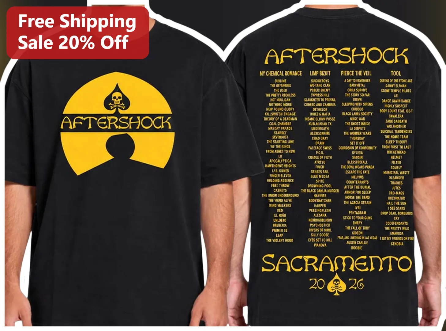 Aftershock Sacramento Tee Rock Punk Metal Festival Merch Graphic T-Shirt