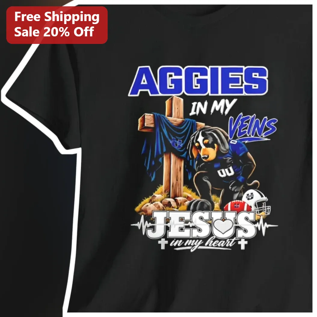 Aggies In My Veins Jesus In My Heart Tee Texas A&M Christian Faith Graphic Shirt Gift