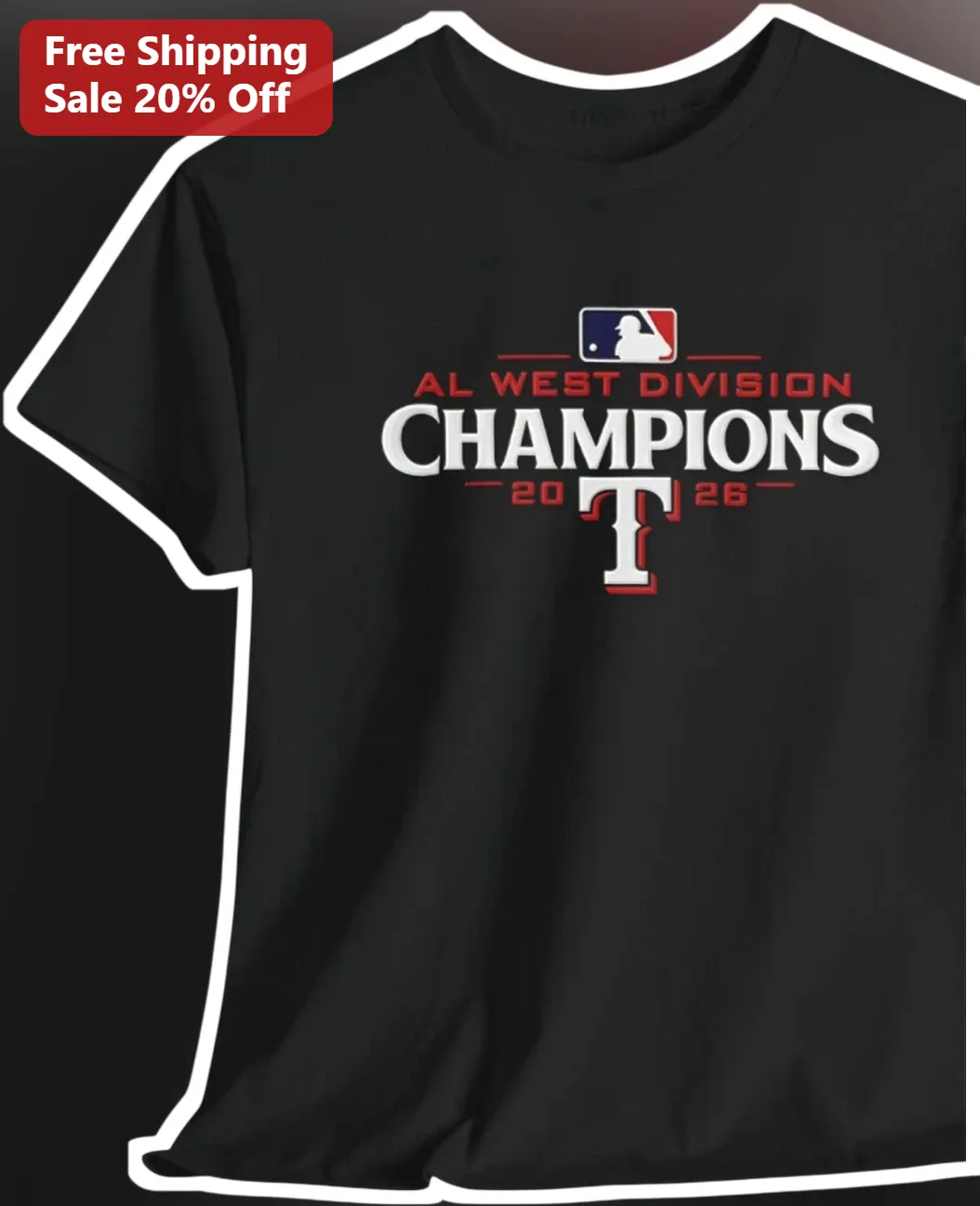 AL West Division Champions 2026 Texas Rangers Tee Baseball Fan Gift