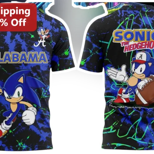 Alabama Sonic The Hedgehog Grunge College Football Fan Tee