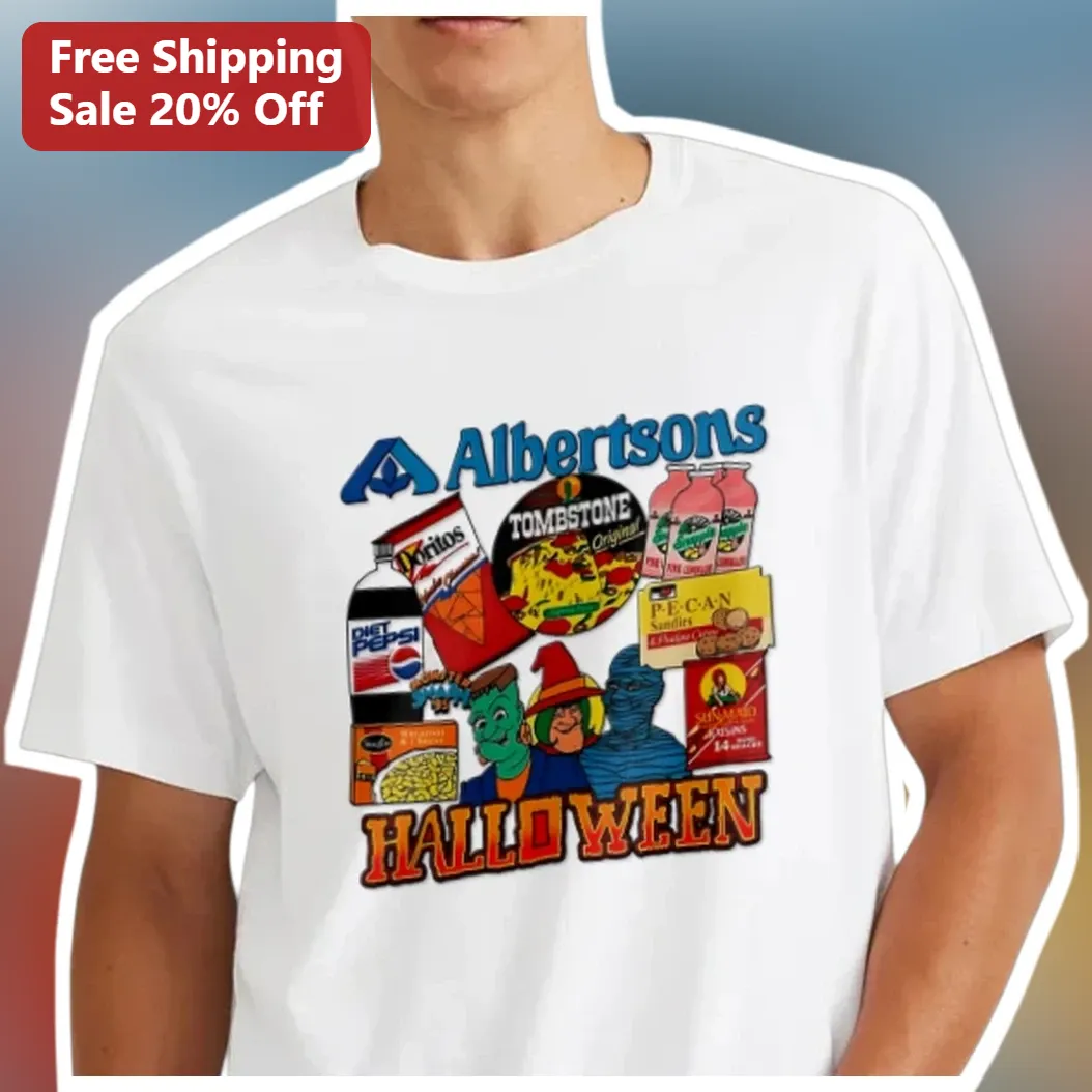 Albertsons Halloween Graphic Tee Retro Grocery Store Employee Gift Shirt