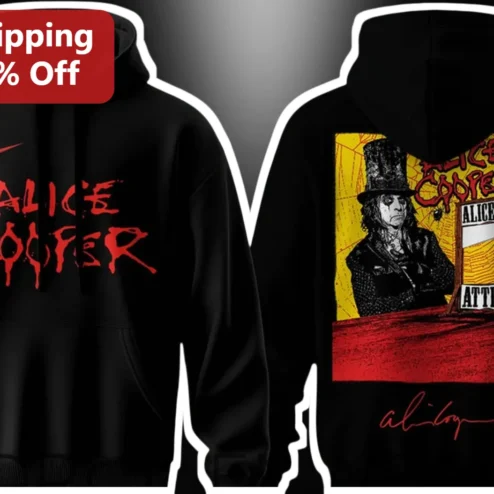 Alice Cooper Alice's Attic Tour Hoodie Shock Rock Band Merch Vintage Concert Apparel