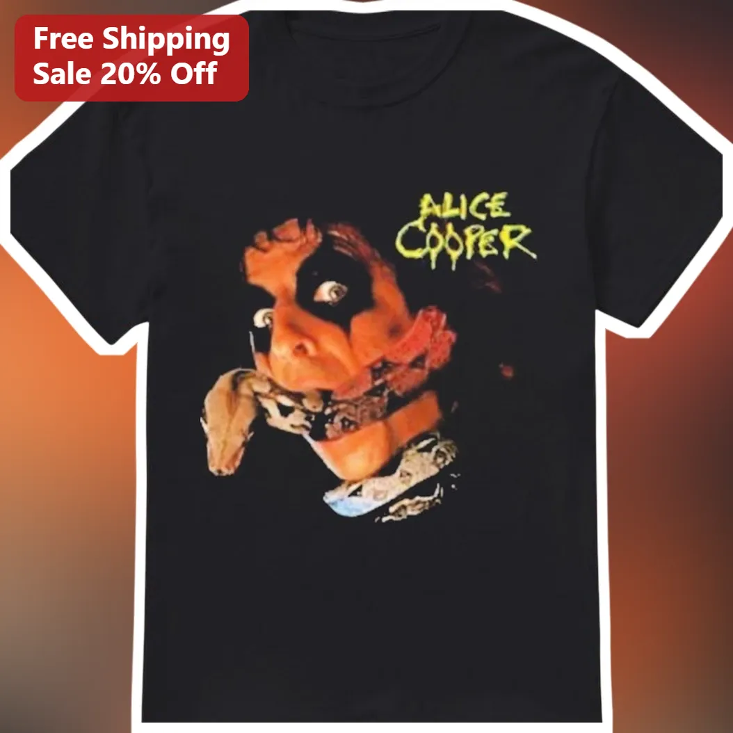 Alice Cooper Vintage Band Merch Tee Shock Rock Snake Portrait Graphic T-Shirt for Classic Rock Fans