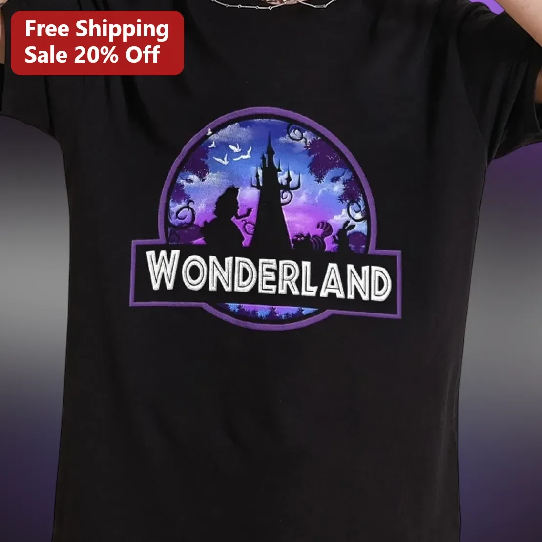 Alice in Wonderland Mad Hatter Cheshire Cat Watercolor Silhouette Graphic Tee