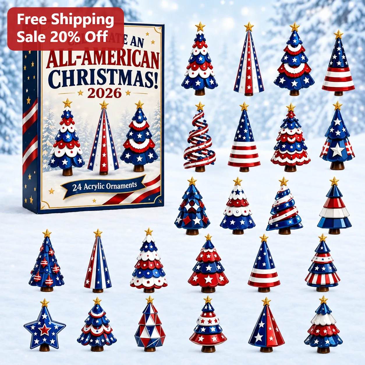 All American Christmas Ornament Celebrate Patriotic Red White Blue Holiday Tree Decor Gift