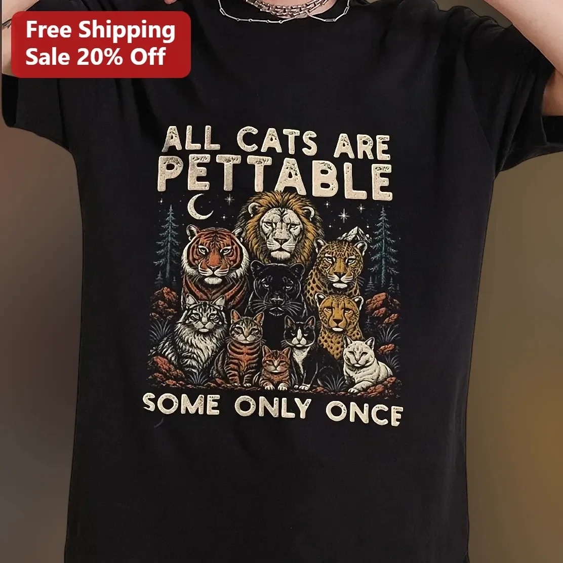 All Cats Are Pettable Some Only Once Funny Cat Lover Graphic Tee Gift