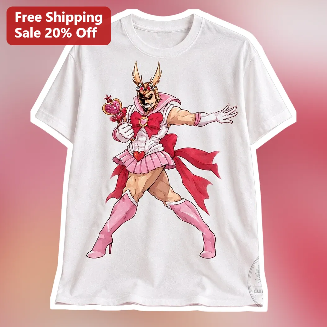 All Might Magical Girl Parody Tee Funny Anime Crossover Graphic Shirt, Cute Manga Hero Gift