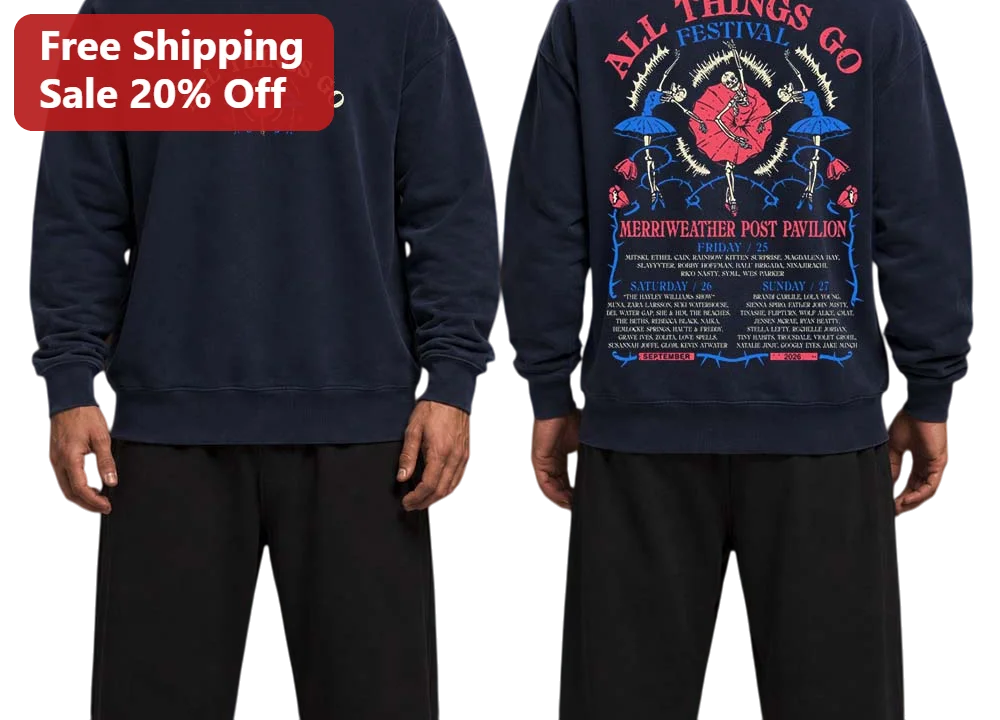 ALL THINGS GO FESTIVAL Sweatshirt 2026 Music Festival Merch Navy Crewneck