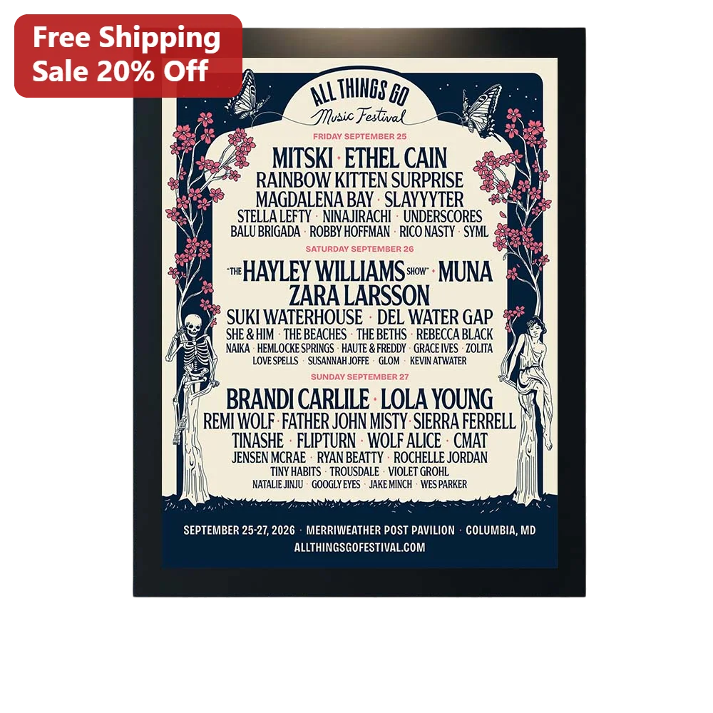 All Things Go Music Festival Poster Vintage Indie Rock Concert Art Print Wall Decor Gift for Fans