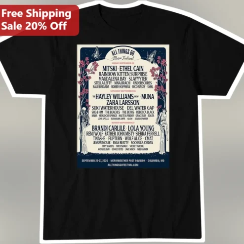 All Things Go Music Festival Tee Vintage Concert Poster Graphic Shirt for Indie Rock Fans