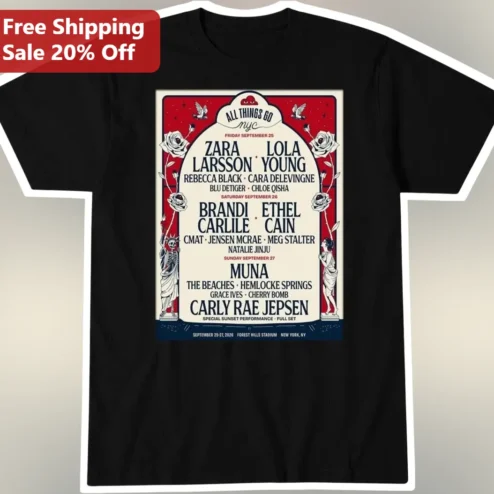 All Things Go NYC Tee Vintage Concert Poster Graphic T-Shirt Music Festival Merch Gift