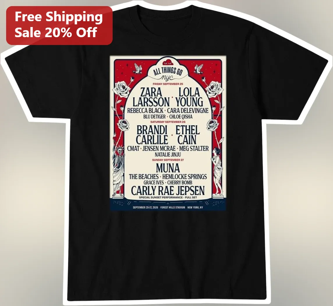 All Things Go NYC Tee Vintage Concert Poster Graphic T-Shirt Music Festival Merch Gift