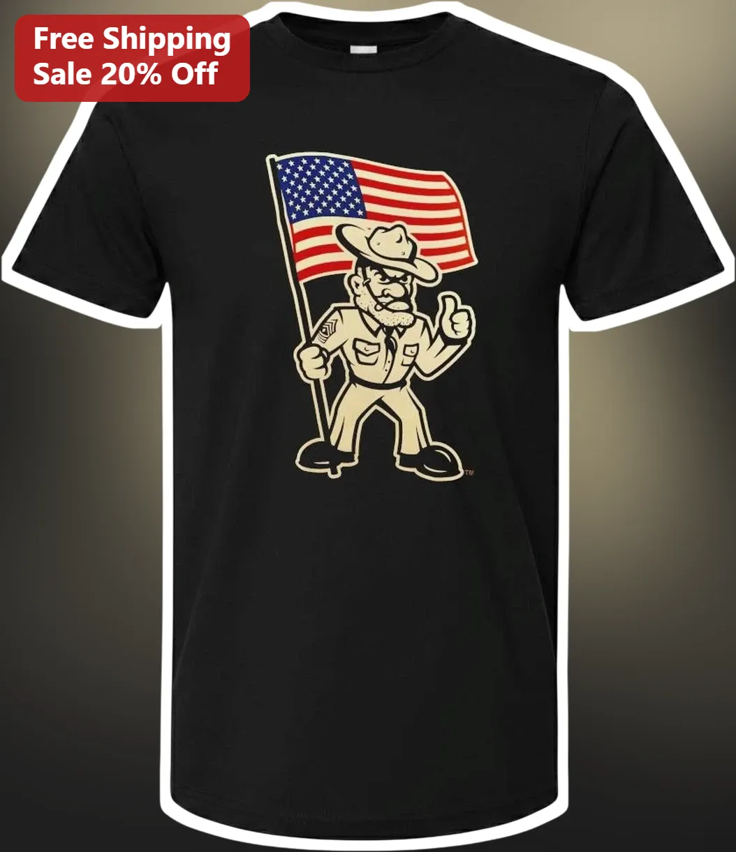 American Flag Sheriff Mascot Tee Vintage Patriotic Cowboy Graphic Shirt for Law Enforcement Supporters